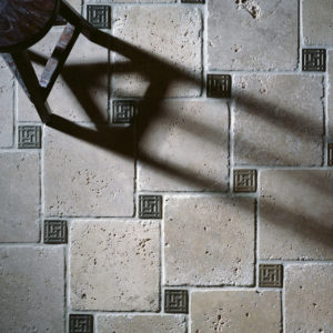 Foundry Art Grid metal accent inset tile stone floor installation