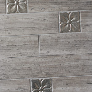 Bronzework Studio Classic Blooming Leaf 2.5-inch metal accent inset tile wood porcelain floor