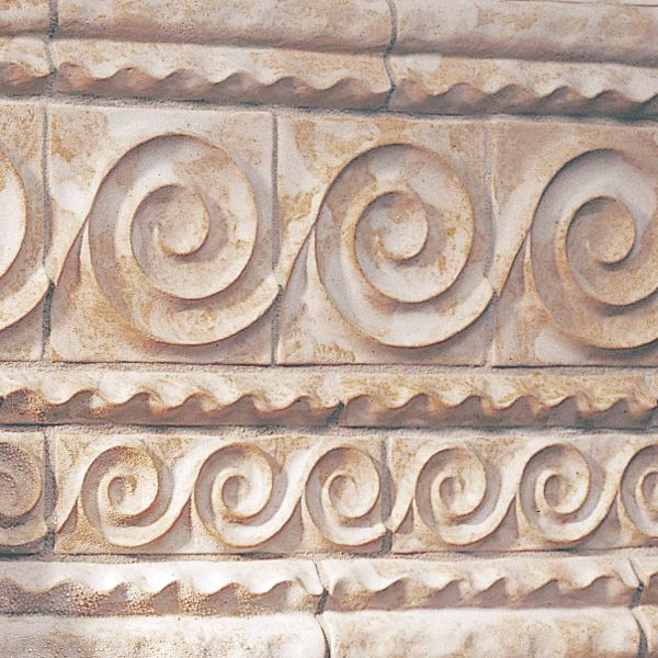 Talisman Spiral Wave, Border, Combination Molding, Wavy Liner white ceramic tile display