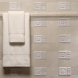 Talisman Shadow Square 2-inch, 4-inch white ceramic tile bathroom display