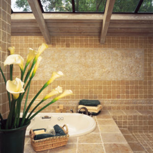 Talisman Beginnings Square, Rustic Half-Round, Combination Molding white ceramic tile bathroom installation